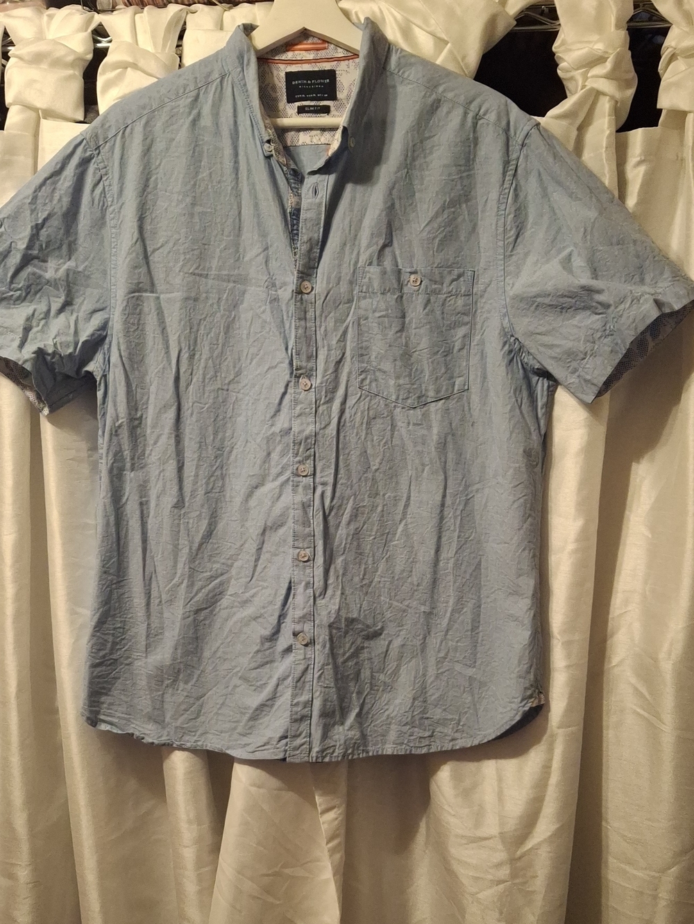 Denim & Flower Light Blue Short-Sleeve Button-Down Shirt